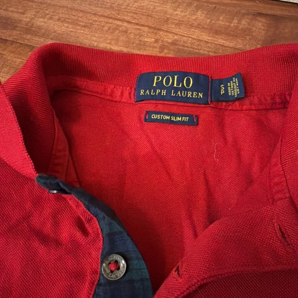 Ralph Lauren Polo Custom Slim Fit Red Long Sleeve Collared Shirt Small